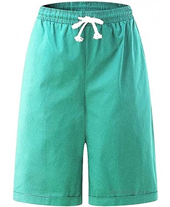 Knit Drawstring Bermuda Shorts for Women Soft Summer Knee Lenght Short Pants Loose Comfy Elastic Waist Jersey Shorts