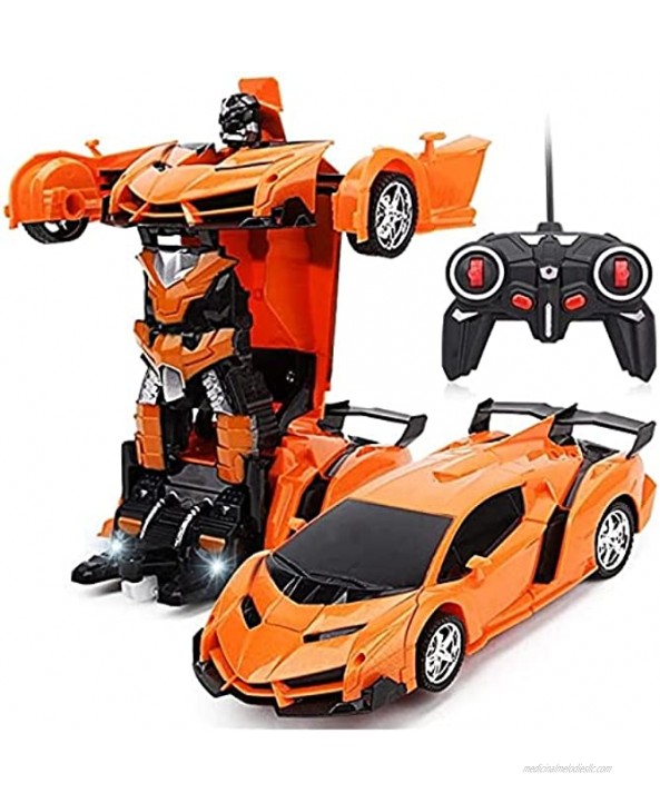 Nuoyazou 360° Rotating Deformation Toy Children's Music Lights 2.4G RC Transformers Stunt Car Robot Optimus Prime Bumblebee Autobots Kids Boys Birthday Christmas Party Gift