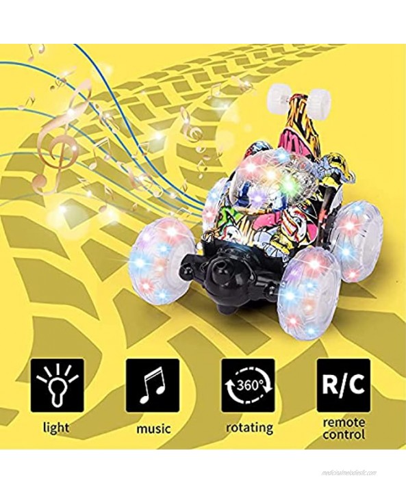 Nuoyazou Electric Remote Control Car for Boy Girl Radio 360 Degree Rotation RC Stunt Car Toy for Kids,RC Car Monster Truck Toy for Kids Boys Colorful Lights Remote Control Car for Boy