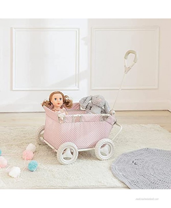 Olivia's Little World Polka Dots Folding Princess Baby Doll Wagon Stuffed Animal Toy Storage Wagon Pink Polka Dots