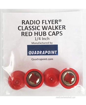 Quadrapoint Hub Caps for Radio Flyer Classic Infant Walker Wagon fits 1 4 Inch Axle Diameter Red 4-pk