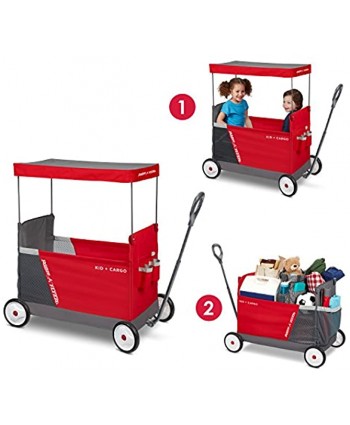 Radio Flyer Kid & Cargo with Canopy Folding Wagon with 2 Versatile Seats  Exclusive 3965Z