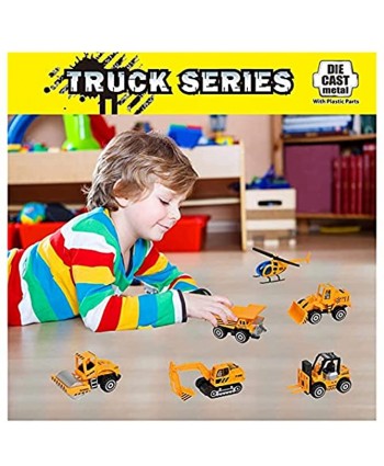 RENFEIYUAN Construction Truck Toddler Metal Toy Cars Set Play Vehicles Cake Topper Party Favor for Kids 6pcs excavators Toys