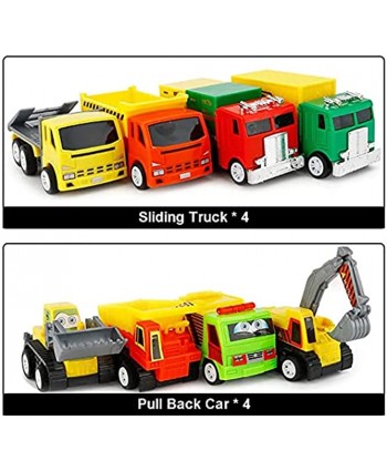 RENFEIYUAN Mini Pull Back and Go Cars Model Trucks Play Vehicles Toy Set with Play Mat for Children Kids Toddlers Boys Pack of 8 excavators Toys