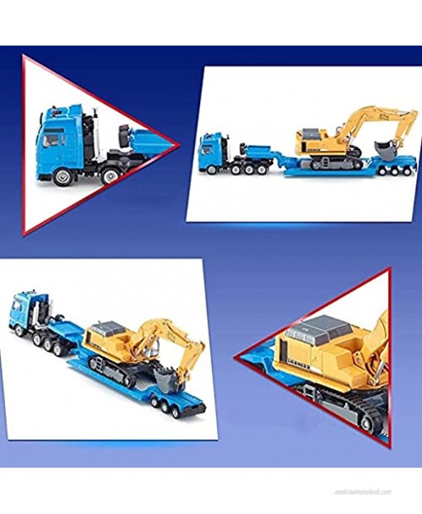 RENFEIYUAN Model Cars for Kids Children's Toy Car Model,Flatbed Trailer with Excavator 1847 Toy Model Office Decoration,32x10.5x5.9cm excavators Toys