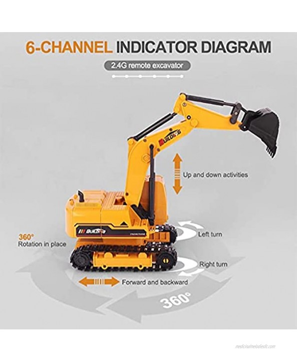RENFEIYUAN Scale Remote Control Toy 1:24 Excavator Digger 8 Channel Full Function Remote Control Excavator Digger Construction Truck Vehicle Toy with Lights Sounds for Boys and Girls excavators Toys