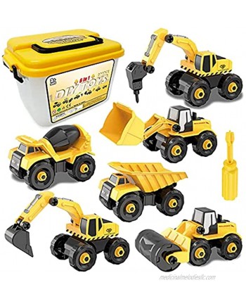 RENFEIYUAN Take Apart Construction Toys for Kids Building Excavator Digger Vehicles STEM Model Cars with Storage Case Gift for Boys Girls 3 4 5 Years excavators Toys
