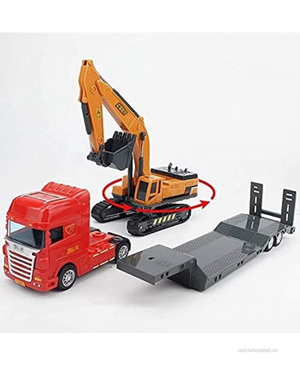 RENFEIYUAN Toy car,Set Combination Toy Model Boy Simulation Inertia Forward Engineering Vehicle Toy Pull Back Trailer Flatbed Forklift Excavator Toy excavators Toys