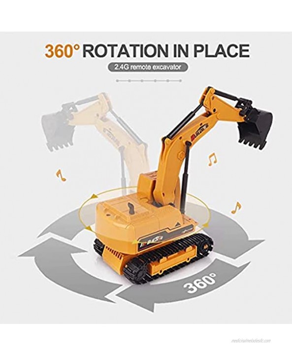 RENFEIYUAN Truck for Kids Excavator for Boys Ages 8 Remote Control Excavator Digger Tractor Toy with 1:24 Scale Construction Excavator Toys for Boys Girls excavators Toys